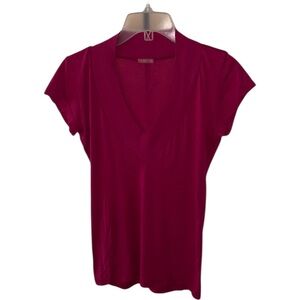 Zoey Fuchsia V Neck Tee